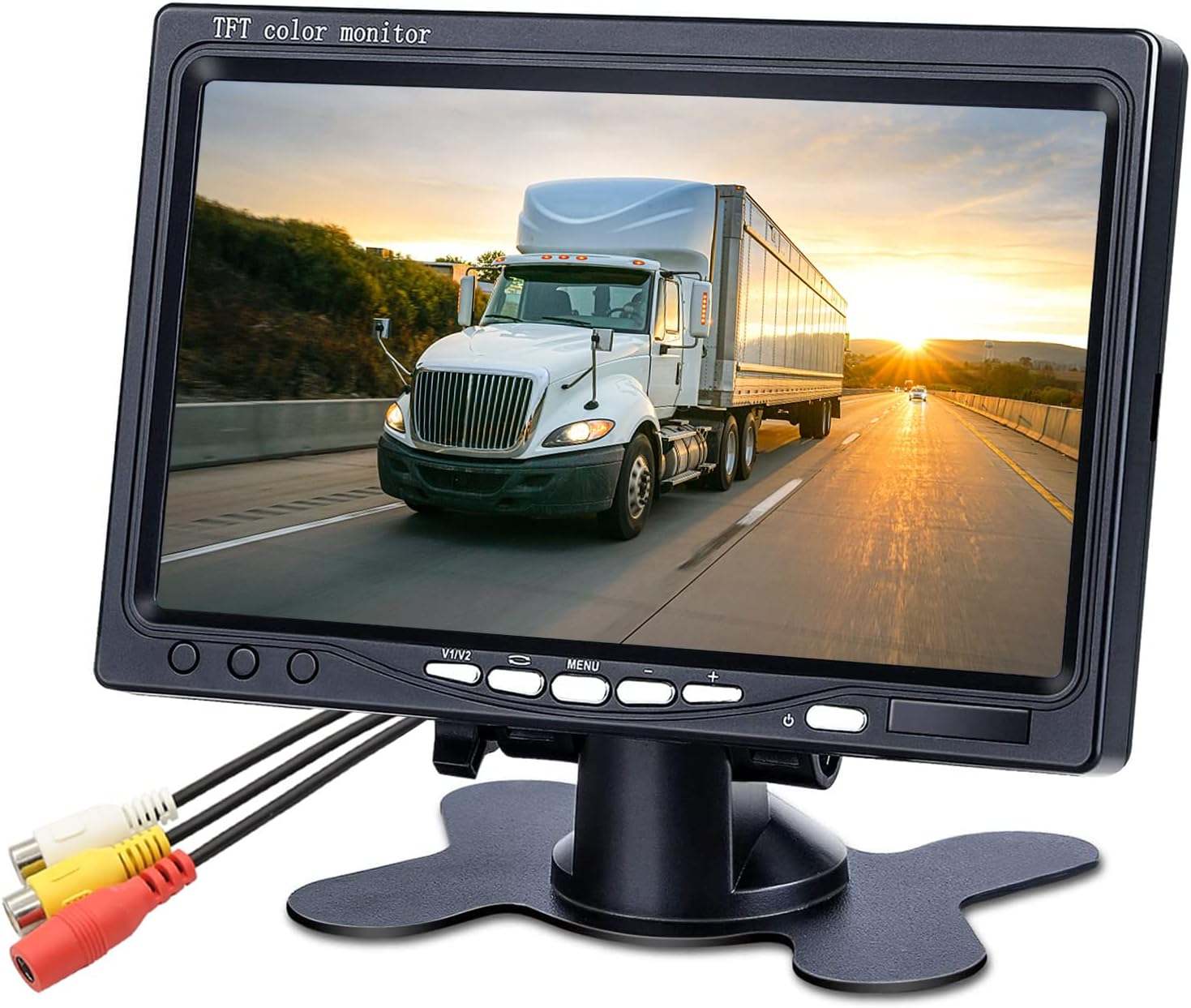 B-Qtech 7 inch HD Vehicle Backup Camera Monitor only, Rear View Reverse Color TFT LCD Display Screen for Car SUV Van Truck, V1/V2 Two Video Input, Power 12V/24V